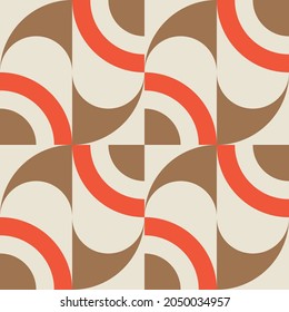 Modern vector abstract  geometric background with circles, rectangles and squares  in retro scandinavian style. Pastel colored simple shapes graphic pattern. Abstract mosaic artwork.