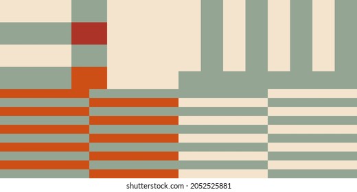 Modern vector abstract  geometric background with stripes, rectangles and squares  in retro scandinavian style. Pastel colored simple shapes graphic pattern. Abstract mosaic artwork.