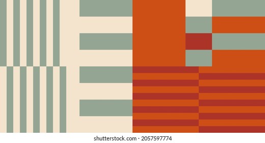 Modern vector abstract  geometric background with stripes, rectangles and squares  in retro scandinavian style. Pastel colored simple shapes graphic pattern. Abstract mosaic artwork.