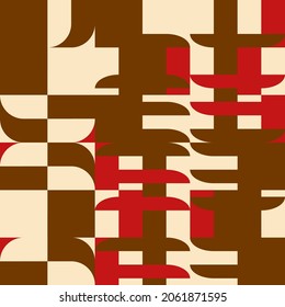 Modern vector abstract  geometric background with circles, rectangles and squares  in retro  style. Pastel colored simple shapes graphic pattern. Abstract mosaic artwork.