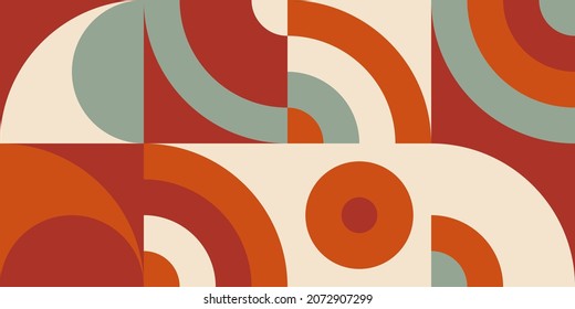 Fondo geométrico abstracto vectorial moderno con círculos, rectángulos y cuadrados en estilo catastrófico retro. Patrón gráfico de formas simples de color pastel. Resumen de arte en mosaico.