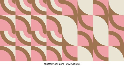 Modern vector abstract  geometric background with circles, rectangles and squares  in retro scandinavian style. Pastel colored simple shapes graphic pattern. Abstract mosaic artwork.