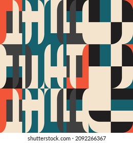 Modern vector abstract  geometric background with circles, rectangles and squares  in retro  style. Pastel colored simple shapes graphic pattern. Abstract mosaic artwork.
