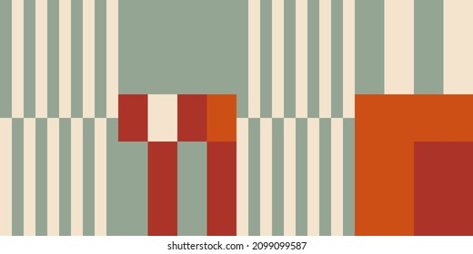 Modern vector abstract  geometric background with stripes, rectangles and squares  in retro scandinavian style. Pastel colored simple shapes graphic pattern. Abstract mosaic artwork.