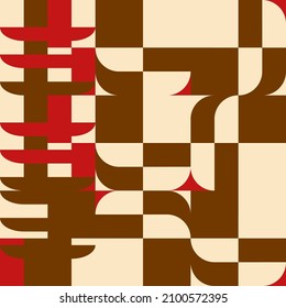 Modern vector abstract  geometric background with circles, rectangles and squares  in retro  style. Pastel colored simple shapes graphic pattern. Abstract mosaic artwork.