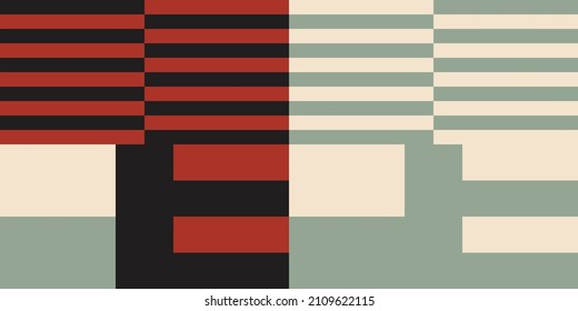 Modern vector abstract  geometric background with stripes, rectangles and squares  in retro scandinavian style. Pastel colored simple shapes graphic pattern. Abstract mosaic artwork.
