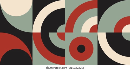 Modern vector abstract  geometric background with circles, rectangles and squares  in retro scandinavian style. Pastel colored simple shapes graphic pattern. Abstract mosaic artwork.