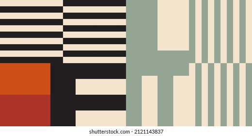 Modern vector abstract  geometric background with stripes, rectangles and squares  in retro scandinavian style. Pastel colored simple shapes graphic pattern. Abstract mosaic artwork.