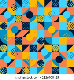 Modern vector abstract geometric background squares, circles and triangles. Simple shapes pattern.