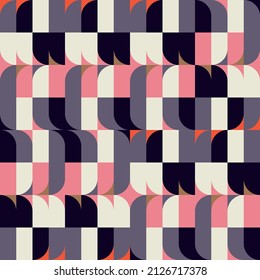 Fondo geométrico abstracto vectorial moderno con círculos, rectángulos y cuadrados en estilo retro. Patrón gráfico de formas simples de color pastel. Resumen de arte en mosaico.