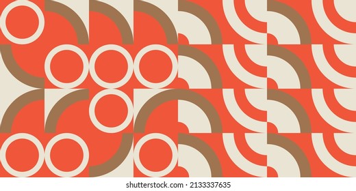Modern vector abstract  geometric background with circles, rectangles and squares  in retro scandinavian style. Pastel colored simple shapes graphic pattern. Abstract mosaic artwork.