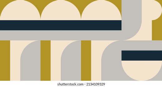 Modern vector abstract  geometric background with circles, rectangles and squares  in retro scandinavian style. Pastel colored simple shapes graphic pattern. Abstract mosaic artwork.