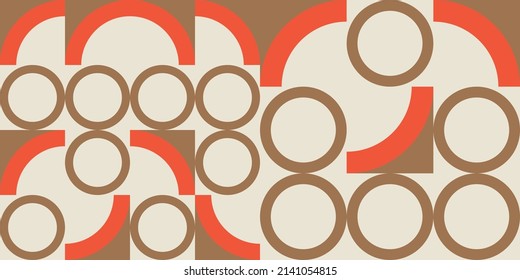 Modern vector abstract  geometric background with circles, rectangles and squares  in retro scandinavian style. Pastel colored simple shapes graphic pattern. Abstract mosaic artwork.