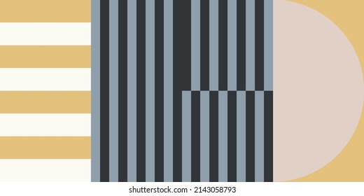 Modern vector abstract  geometric background with circles, rectangles and squares  in retro scandinavian style. Pastel colored simple shapes graphic pattern. Abstract mosaic artwork.