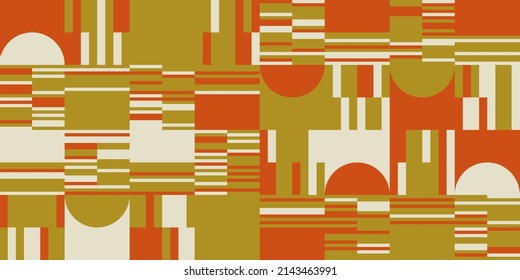 Modern vector abstract  geometric background with circles, rectangles and squares  in retro scandinavian style. Pastel colored simple shapes graphic pattern. Abstract mosaic artwork.