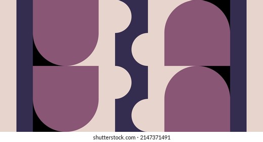 Fondo geométrico abstracto vectorial moderno con círculos, rectángulos y cuadrados en estilo catastrófico retro. Patrón gráfico de formas simples de color pastel. Resumen de arte en mosaico.