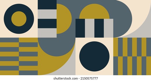 Fondo geométrico abstracto vectorial moderno con círculos, rectángulos y cuadrados en estilo catastrófico retro. Patrón gráfico de formas simples de color pastel. Resumen de arte en mosaico.
