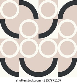 Fondo geométrico abstracto vectorial moderno con círculos, rectángulos y cuadrados en estilo catastrófico retro. Patrón gráfico de formas simples de color pastel. Resumen de arte en mosaico.