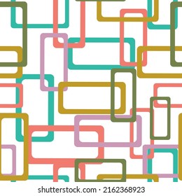 Modern vector abstract geometric background with circles and squares in retro scandinavian style.  Vector seamless geometric pattern.