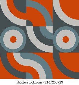 Modern vector abstract  geometric background with circles, rectangles and squares  in retro scandinavian style. Pastel colored simple shapes graphic pattern. Abstract mosaic artwork.