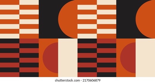 Modern vector abstract  geometric background with circles, rectangles and squares  in retro scandinavian style. Pastel colored simple shapes graphic pattern. Abstract mosaic artwork.