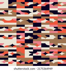 Modern vector abstract  geometric background with diamond shapes, rectangles and squares  in retro scandinavian style. Pastel colored simple shapes graphic pattern. Abstract mosaic artwork.