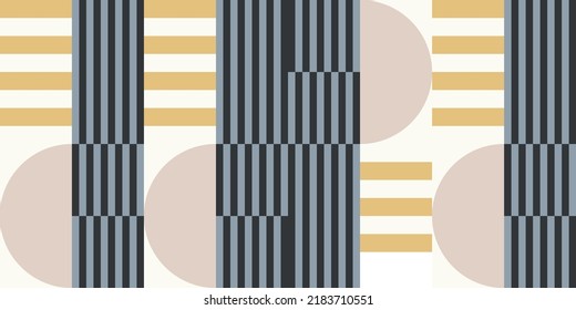 Modern vector abstract  geometric background with circles, rectangles and squares  in retro scandinavian style. Pastel colored simple shapes graphic pattern. Abstract mosaic artwork.