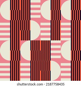 Modern vector abstract  geometric background with circles, rectangles and squares  in retro scandinavian style. Pastel colored simple shapes graphic pattern. Abstract mosaic artwork.