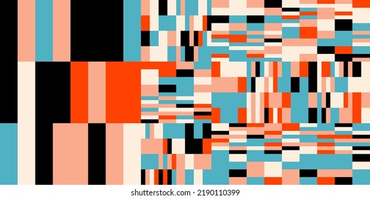 Modern vector abstract  geometric background with stripes, rectangles and squares  in retro style. Pastel colored simple shapes graphic pattern. Abstract mosaic artwork.
