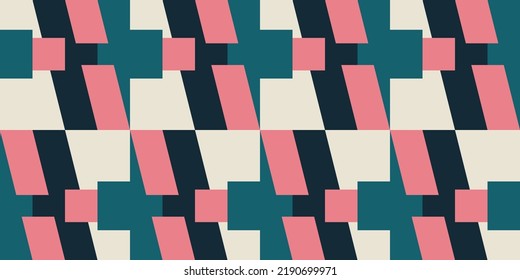 Moderner, abstrakter, geometrischer Hintergrund mit Rechtecken und Quadraten im Retro-Skandinavien-Stil. Pastellfarbene, einfache Formen grafisches Diagonalmuster. Abstrakte Mosaikkunst.