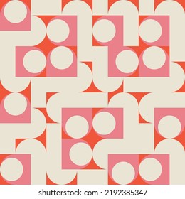 Modern vector abstract  geometric background with circles, rectangles and squares  in retro scandinavian style. Pastel colored simple shapes graphic pattern. Abstract mosaic artwork.