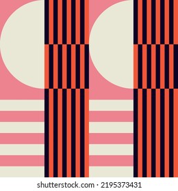 Modern vector abstract  geometric background with circles, rectangles and squares  in retro scandinavian style. Pastel colored simple shapes graphic pattern. Abstract mosaic artwork.