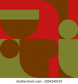 Modern vector abstract  geometric background with circles, rectangles and squares  in retro scandinavian style. Pastel colored simple shapes graphic pattern. Abstract mosaic artwork.