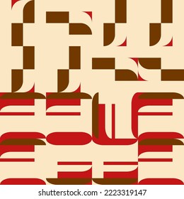 Modern vector abstract  geometric background with circles, rectangles and squares  in retro  style. Pastel colored simple shapes graphic pattern. Abstract mosaic artwork.