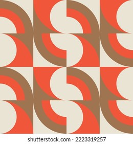 Modern vector abstract geometric background with circles, rectangles and squares in retro style. Pastel colored simple shapes graphic pattern. Abstract mosaic artwork.