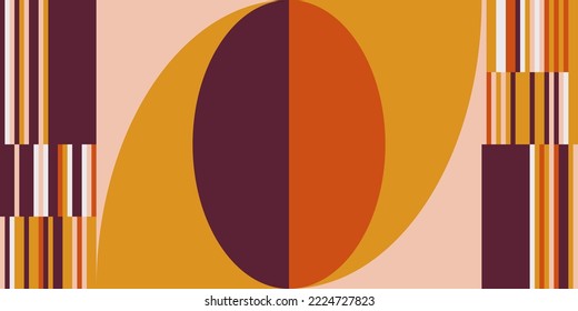 Modern vector abstract  geometric background with circles, rectangles and squares  in retro Scandinavian style. Multi colored simple shapes graphic pattern.

