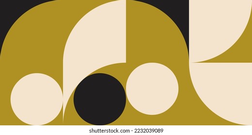 Modern vector abstract  geometric background with circles, rectangles and squares  in retro Scandinavian style. Pastel colored simple shapes graphic pattern.