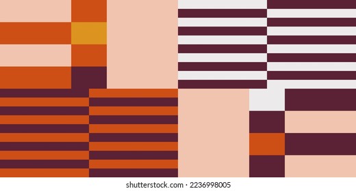 Modern vector abstract  geometric background with stripes, rectangles and squares  in retro scandinavian style. Pastel colored simple shapes graphic pattern. Abstract mosaic artwork.