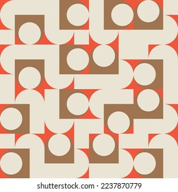 Modern vector abstract  geometric background with circles, rectangles and squares  in retro scandinavian style. Pastel colored simple shapes graphic pattern. Abstract mosaic artwork.