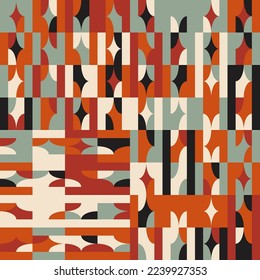 Modern vector abstract  geometric background with diamond shapes, rectangles and squares  in retro scandinavian style. Pastel colored simple shapes graphic pattern. Abstract mosaic artwork.