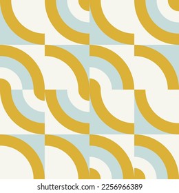 Fondo geométrico abstracto vectorial moderno con círculos, rectángulos y cuadrados en estilo retro. Patrón gráfico de formas simples de color pastel. Resumen de arte en mosaico.