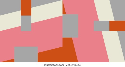 Modern vector abstract  geometric background with rectangles and squares  in retro scandinavian style. Pastel colored simple shapes graphic diagonal pattern. Abstract mosaic artwork.
