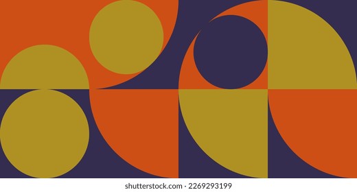 Modern vector abstract  geometric background with circles, rectangles and squares  in retro Scandinavian style. Pastel colored simple shapes graphic pattern.