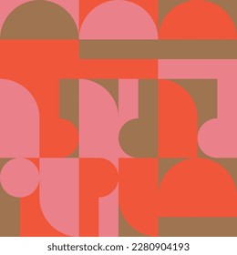 Modern vector abstract  geometric background with circles, rectangles and squares  in retro scandinavian style. Pastel colored simple shapes graphic pattern. Abstract mosaic artwork.