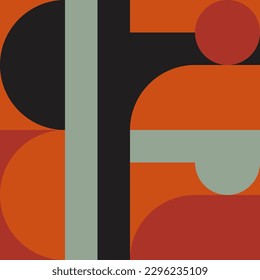 Modern vector abstract  geometric background with circles, rectangles and squares  in retro scandinavian style. Pastel colored simple shapes graphic pattern. Abstract mosaic artwork.