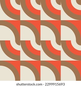 Modern vector abstract  geometric background with circles, rectangles and squares  in retro  style. Pastel colored simple shapes graphic pattern. Abstract mosaic artwork.