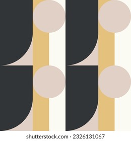 Modern vector abstract  geometric background with circles, rectangles and squares  in retro scandinavian style. Pastel colored simple shapes graphic pattern. Abstract mosaic artwork.