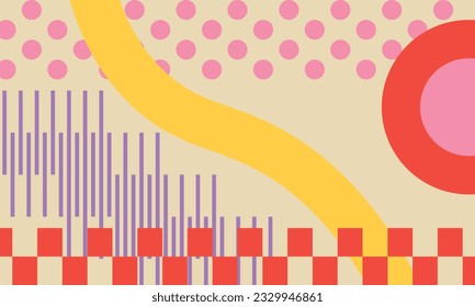 Fondo geométrico abstracto vectorial moderno con círculos, rectángulos y cuadrados en la ilustración de estilo escandinavo