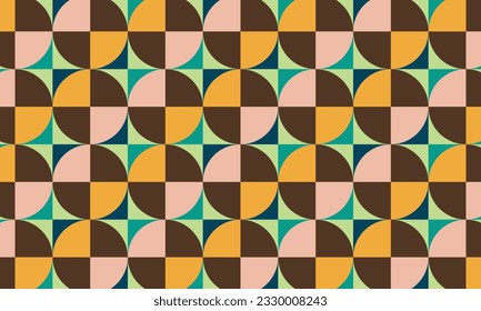 Modern vector abstract geometric background with circles, rectangles and squares in retro scandinavian style ilustration.