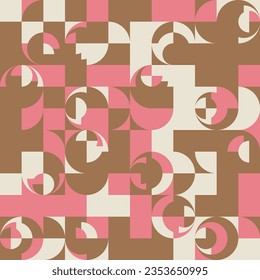 Modern vector abstract  geometric background with circles, rectangles and squares  in retro scandinavian style. Pastel colored simple shapes graphic pattern. Abstract mosaic artwork.